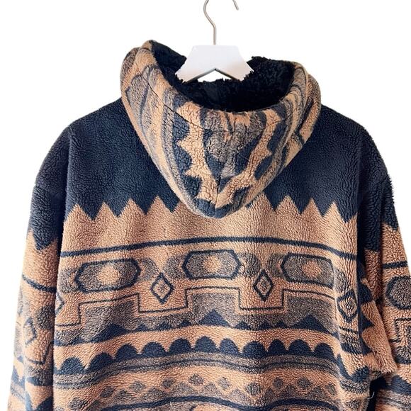 NILS Resort Collection Fleece Jacket Geometric Print Brown Black Size S - Picture 5 of 10